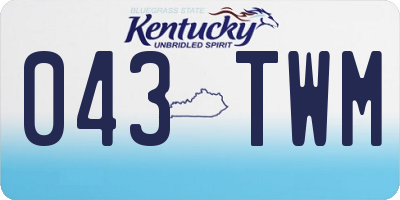 KY license plate 043TWM