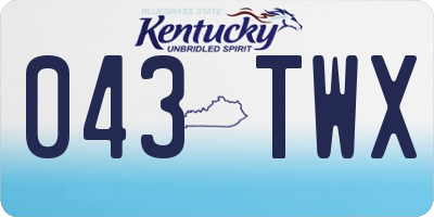 KY license plate 043TWX