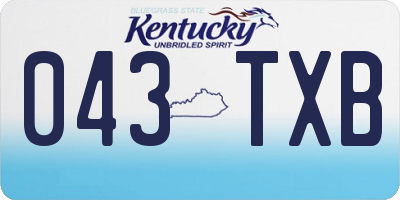 KY license plate 043TXB