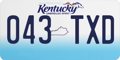 KY license plate 043TXD