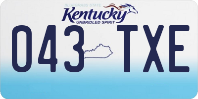 KY license plate 043TXE
