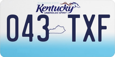 KY license plate 043TXF
