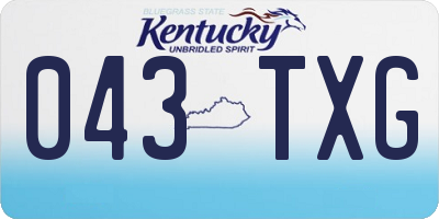 KY license plate 043TXG