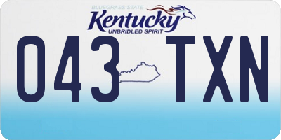 KY license plate 043TXN