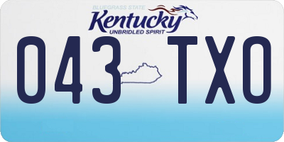 KY license plate 043TXO