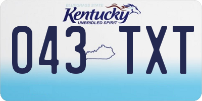 KY license plate 043TXT