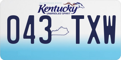 KY license plate 043TXW