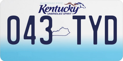 KY license plate 043TYD
