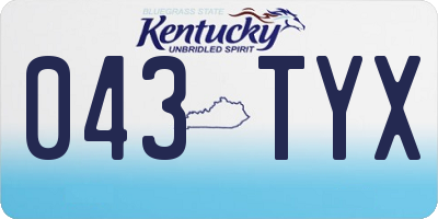 KY license plate 043TYX