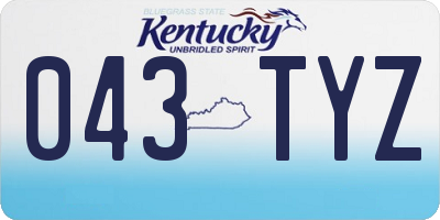 KY license plate 043TYZ
