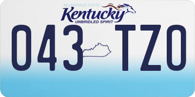 KY license plate 043TZO