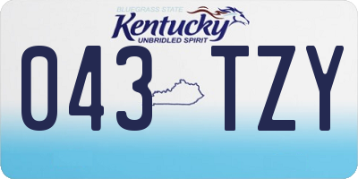 KY license plate 043TZY