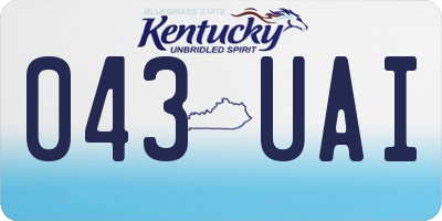 KY license plate 043UAI