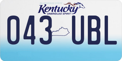 KY license plate 043UBL