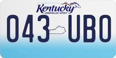 KY license plate 043UBO