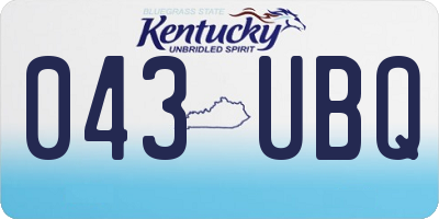 KY license plate 043UBQ