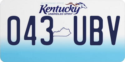 KY license plate 043UBV