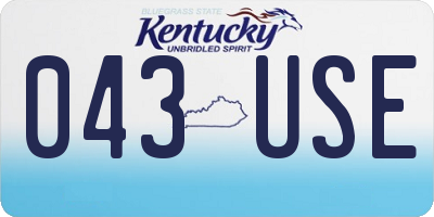 KY license plate 043USE