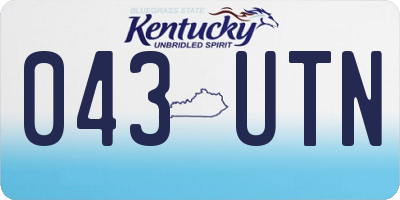KY license plate 043UTN