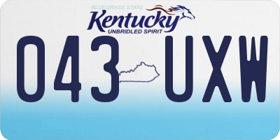 KY license plate 043UXW