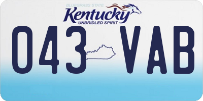 KY license plate 043VAB