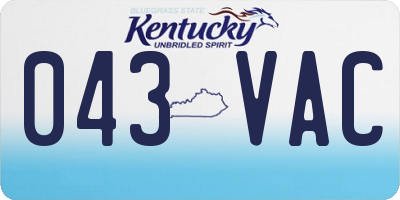 KY license plate 043VAC
