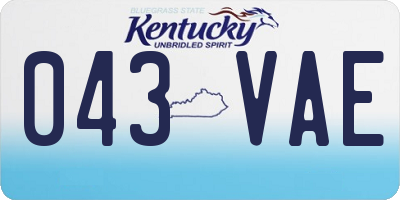 KY license plate 043VAE