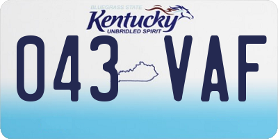 KY license plate 043VAF