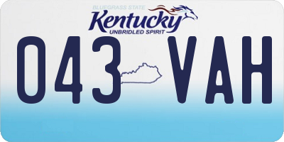 KY license plate 043VAH