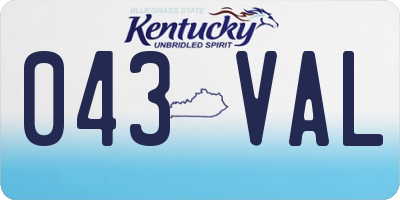 KY license plate 043VAL