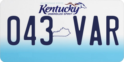 KY license plate 043VAR