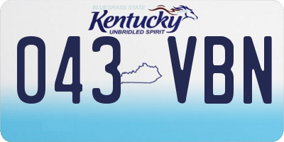 KY license plate 043VBN