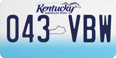 KY license plate 043VBW