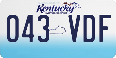 KY license plate 043VDF