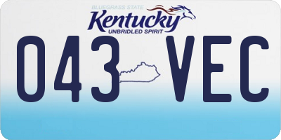 KY license plate 043VEC