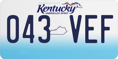 KY license plate 043VEF