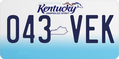 KY license plate 043VEK