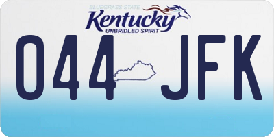 KY license plate 044JFK