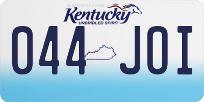 KY license plate 044JOI