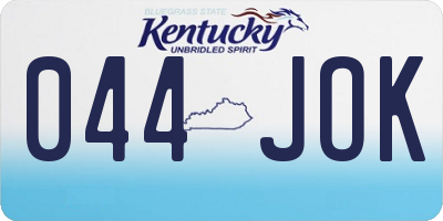 KY license plate 044JOK