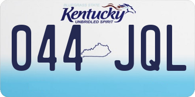 KY license plate 044JQL