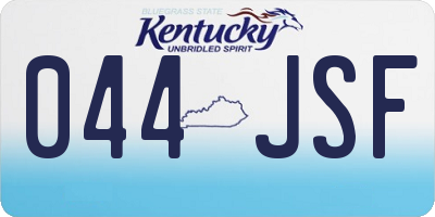 KY license plate 044JSF