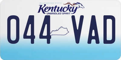 KY license plate 044VAD