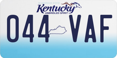 KY license plate 044VAF