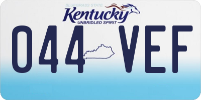 KY license plate 044VEF
