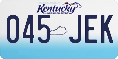 KY license plate 045JEK