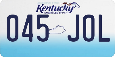 KY license plate 045JOL