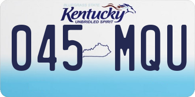 KY license plate 045MQU