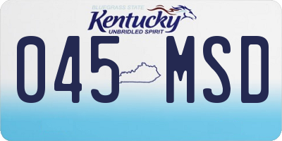 KY license plate 045MSD