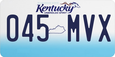 KY license plate 045MVX